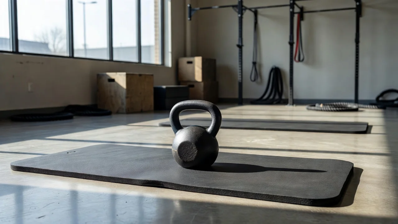 Kettlebell és tornaszőnyeg funkcionális edzészónában