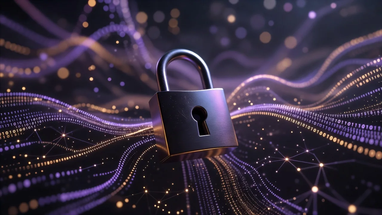 Titkosított kapcsolatot jelképező lakat digitális környezetben