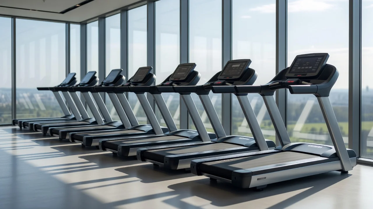 Modern futópadok sorban egy fitneszklubban